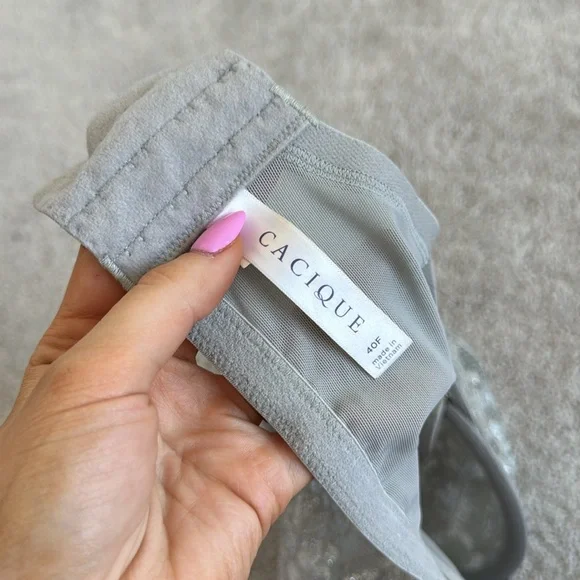 CACIQUE Silver Lace Unlined Balconette Bra - Size 40F - Picture 6 of 7